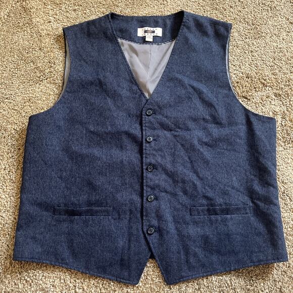 Joseph Abboud Vest Mens 2XL Blue Lined Five Button Faux Pocket Classic Fit - Picture 1 of 8